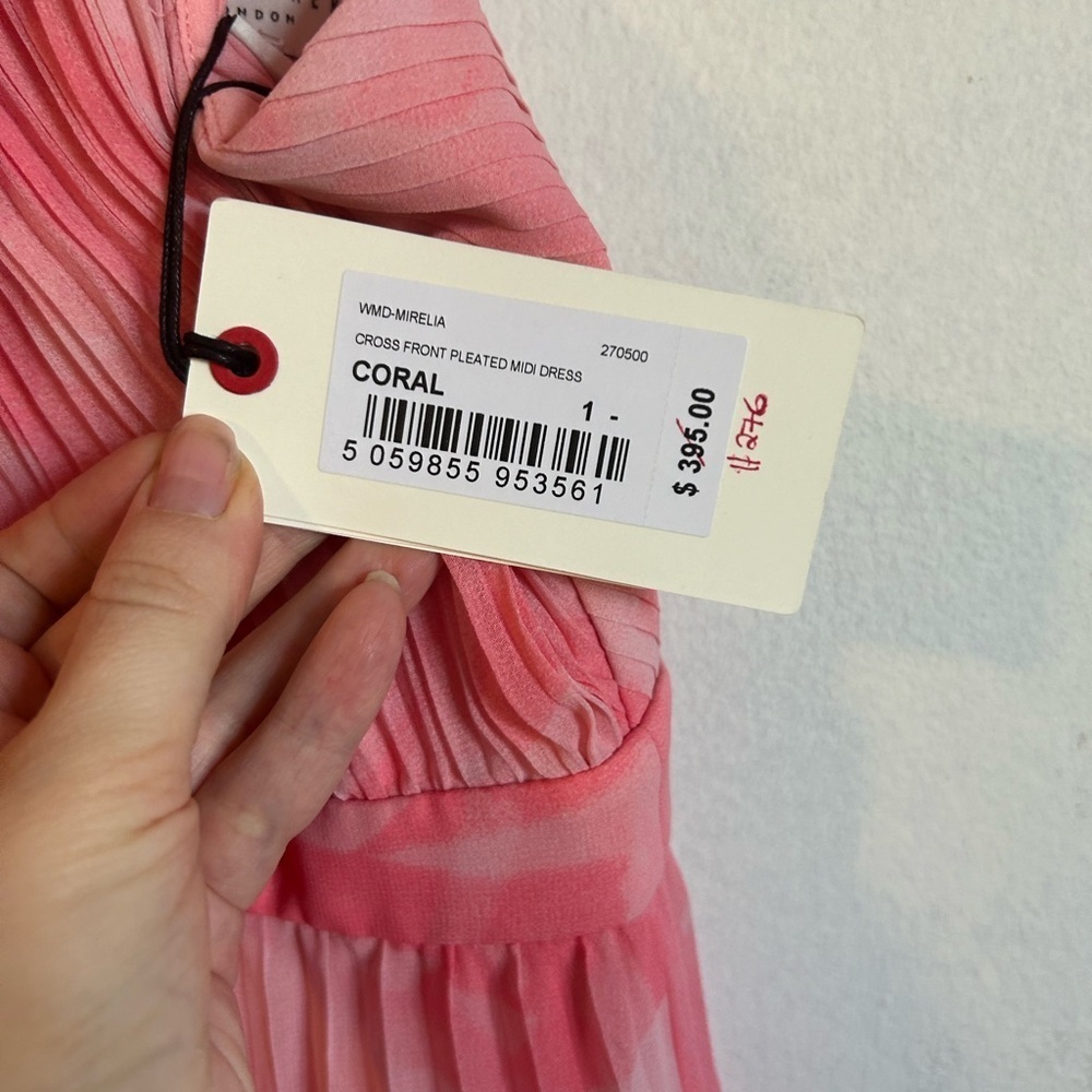 NWT Ted Baker 'Mirelia' Cross Front Pleated Midi Dress
- Coral - Picture 5 of 9